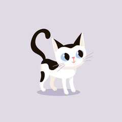 Cute charming cat cartoon hand drawn vector illustration. cheerful Kitty sitting, for t-shirt print, kids wear fashion design