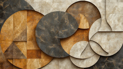 Abstract Geometric Pattern: Earth Tones, Natural Textures, 3D Rendering