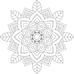 Easy Mandala coloring book simple and basic for beginners, seniors and children. Set of Mehndi flower pattern for Henna drawing and tattoo. Decoration in ethnic oriental, Indian style.	
