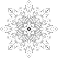 Easy Mandala coloring book simple and basic for beginners, seniors and children. Set of Mehndi flower pattern for Henna drawing and tattoo. Decoration in ethnic oriental, Indian style.	