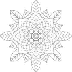Easy Mandala coloring book simple and basic for beginners, seniors and children. Set of Mehndi flower pattern for Henna drawing and tattoo. Decoration in ethnic oriental, Indian style.	
