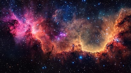 Fototapeta premium Stunning Deep Space Nebula with Vibrant Colors and Twinkling Stars
