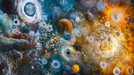 Surreal Microscopic Cosmos: Magnetotactic Bacteria Art