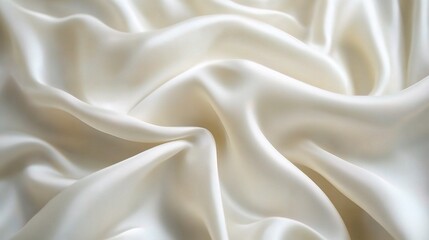 Obraz premium Soft White Satin Fabric Draped Texture for Elegant Backgrounds