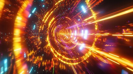 Obraz premium Dynamic Abstract Light Trails in a Futuristic Space Environment