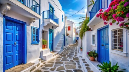 Mykonos Narrow Streets, Steadycam Walk, Whitewashed Houses, Blue Doors