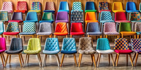 Vibrant Colorful Chairs Rows - Modern Design