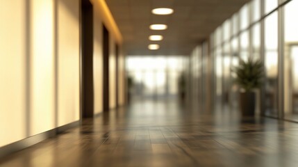 Modern office corridor with natural light and contemporary design