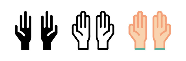 Collection of prayer hand icons in diverse styles. Perfect for spirituality, religion, and mindfulness-related projects.
