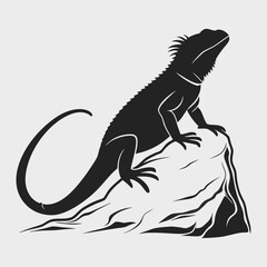 Iguana silhouette vector art and illustration
