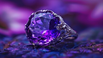 Amethyst Cocktail Ring: This bold cocktail ring features a large, faceted amethyst, exuding vibrant charm and sophistication for a statement look that stands out.
