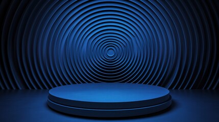 Fototapeta premium Modern Blue Circular Platform with Abstract Ripple Background Design