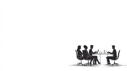 Business Meeting Silhouette with Empty Space for Branding or Text