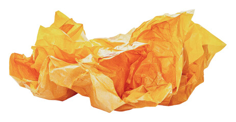 Naklejka premium Crumpled orange paper creates vibrant texture, cut out - stock png.