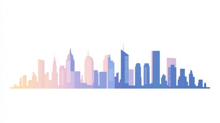 Naklejka premium Colorful City Skyline Illustration with Modern and Classic Architecture