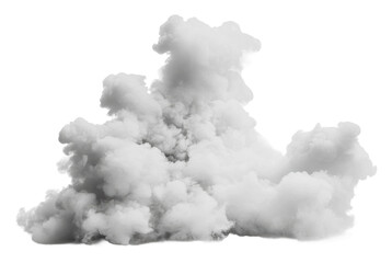 Fototapeta premium Dense gray smoke billowing in a dramatic formation, cut out - stock png.