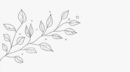 Minimalist Line Art of Leaves with Soft Background Design