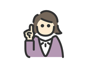 提案する、ビジネスウーマンのアイコン（線画カラー）のイラスト