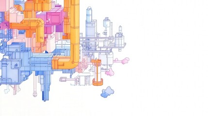 Obraz premium Abstract Geometric Design with Colorful Lines and Shapes in Canvas