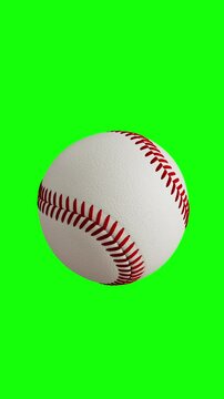 Spinning baseball loop with green overlay background. Vertical video