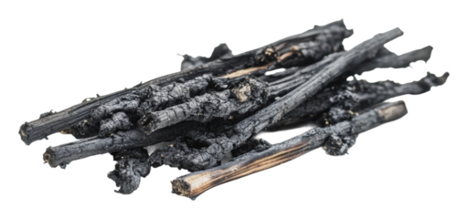 Charred sticks for cooking or aroma therapy, cut out - stock png.