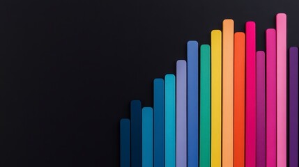Obraz premium Vibrant Color Sticks Arranged in a Wave Pattern on Dark Background