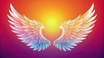 Obraz premium Silhouette of Angel Wings Vector Illustration with Copy Space for Inspirational Quotes, Spiritual Themes, and Artistic Designs in Minimalist Style