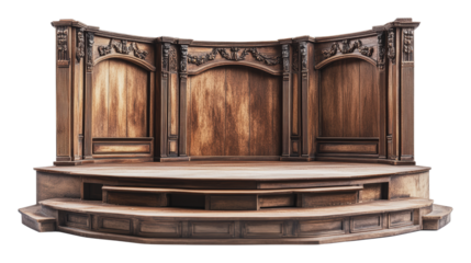 Wooden stage set for theatrical performances, cut out - stock png.