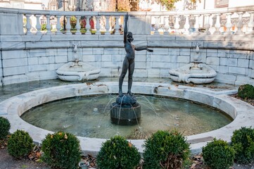 Fountain and Statue at Mount Vernon Place, Baltimore MD USA