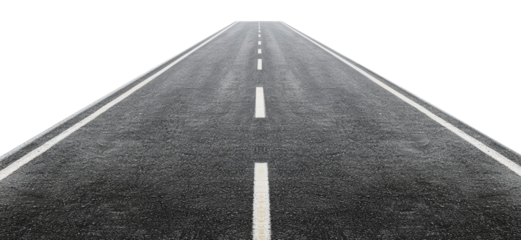 Open road stretching into the horizon ahead, cut out - stock png.