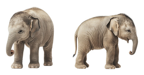 Obraz premium Two baby elephants in nature, cut out - stock png.