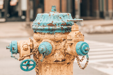 Yellow Water Fire Hydrant with Peeling Paint