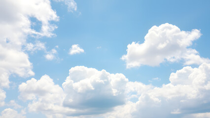 Fototapeta premium Blue Sky Background with Fluffy White Clouds – Serene Natural Scene for Web and Design Projects