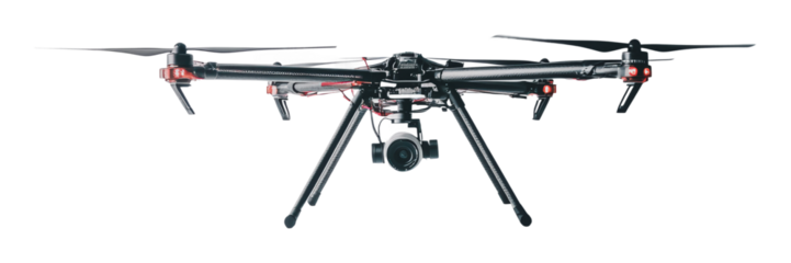 Camera drone for aerial photography, cut out - stock png.