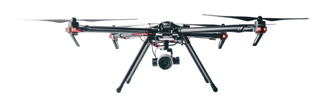 Camera drone for aerial photography, cut out - stock png.