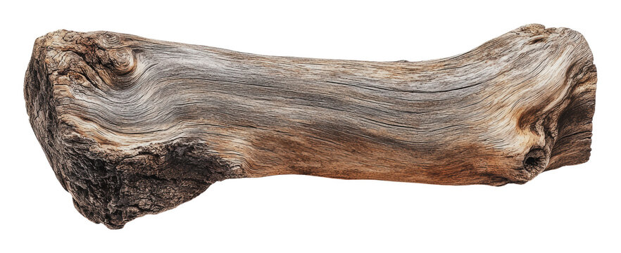 Natural textures and colors of driftwood, cut out - stock png.