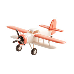 A charming vintage airplane model with a sleek design, featuring a classic color palette of white and coral, radiating nostalgia and adventure, perfect for aviation enthusiasts.