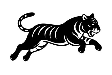 Tiger Mid-Pounce Silhouette Vector Illustration