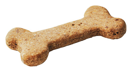 Dog bone shaped treat on white background, cut out - stock png.