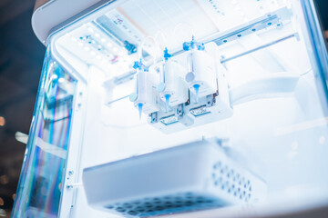 Modern Medical Laboratory Equipment Featuring High-Tech Sampling Devices and Sterile Environment for Advanced Scientific Trials