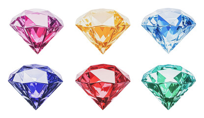 Fototapeta premium Colorful gem display in varied shapes, cut out - stock png.