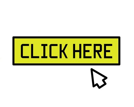 Click here button text with arrow icon design vector,click here button with arrow clicking icon illustration,click here button with arrow icon on white background 