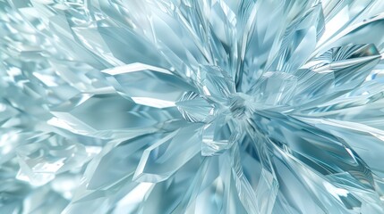 Abstract blue crystal cluster, radiating light.