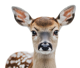 Obraz premium Curious fawn looking directly at the camera, cut out - stock png.
