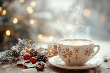 Christmas Hot Chocolate: Warm Steam, Cozy Winter Drink