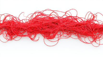 Tangled red threads create chaotic yet intriguing visual representation