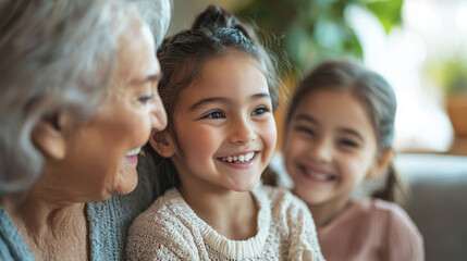 Grandmother and Granddaughters: Joyful Family Portrait
