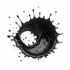 abstract 3d ink brush splatter in circle isolated on white background