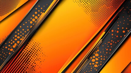 **  .Vibrant Abstract Background with Dynamic Orange and Black Geometric Patterns and Halftone Effects..**