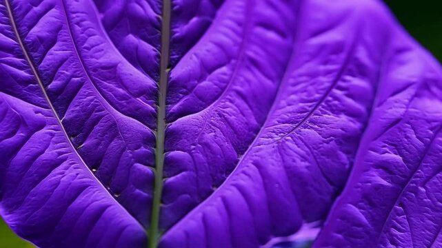 Close-up of vibrant purple leaf veins, showcasing natural patterns and rich texture. A macro view emphasizing details and nature's artistry.